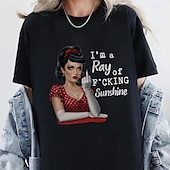 billige Topper-T-skjorte Retro plakat Retro jente Graphic Til Dame Voksne Maskerade Varmstempling Fritid / hverdag