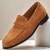 preiswerte Loafer aus hochwertigem Leder-Herren-Pennyloafer aus hellbraunem Wildleder – klassische Slip-On-Abendschuhe für Business, Hochzeiten und die Freizeit