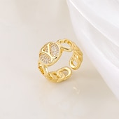 voordelige Geschenken-gepersonaliseerde letterring, cadeau voor moeder, 18k vergulde koperen ring, glad hartontwerp, verstelbare open band met zirkoon, stijlvolle en veelzijdige sieraden voor vrouwen