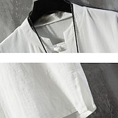 baratos Camiseta Henley Casual-Homens Camiseta Botão Camiseta Camisetas T-shirt Sem Manga Colarinho Clerical Verão Primavera Pássaro Designer Básico Temática Asiática Bordado Férias Rua Para Noite Preto Branco Cinzento Top Tee
