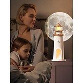 cheap Decorative Lights-LED Night Lights Spotlights Moon Lamp Projector Night LightLighthouse Decor Light Night Light for KidsMoon Light Galaxy Projector Rechargeable LED Aesthetic Table Lamp Christmas Birthday Gifts for Kids Boys Girl