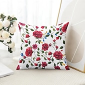 baratos estilo floral e plantas-Capa Decorativa de Almofadas com Flores Bonitas 1PC Capa de Cushion Quadrada Suave para Sofá Capa de Travesseiro para Quarto Sala de Estar
