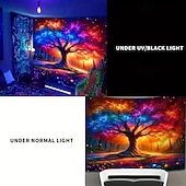 billiga Blacklight tapestries-Svartljus Tapestry Lysande i Mörkret Glow Party UV-Reaktiv Livets Träd Drömlik Dimig Natur Landskap Hängande Tapestry Väggkonst Mural för Vardagsrum Sovrum