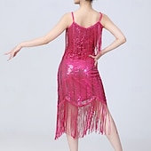voordelige Latin danskleding-Latijnse dans Kleding Kwastje Pure Kleur Gesplitst Dames Prestatie Opleiding Mouwloos Hoog Polyester tafzijde