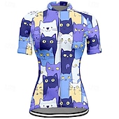 baratos Camisolas femininas-Mulheres Camisa para Ciclismo Gato Manga Curta Moto Camiseta Camisa / Roupas Para Esporte com 3 bolsos traseiros Ciclismo de Montanha Secagem Rápida Design Anatômico Capilaridade Respirável Esportes