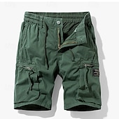 baratos Clássico-Homens Bermuda Cargo Calção Shorts de verão Com Cordão Cintura elástica Bolso Com Zíper Tecido Conforto Vestível Comprimento do joelho Ao ar livre Esporte Diário Moda Casual Preto Azul Royal