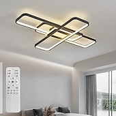 お買い得  シーリングライト調光可能タイプ-モダンな天井ライト 23.6 インチ 96 ワット 35.8 インチ 124 ワット LED 無限調光 リモコン付き 4 リング ブラック 埋め込み式天井照明器具 低天井の寝室、リビングルーム、ダイニングルームに最適