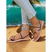 economico Infradito da Vacanza-Per donna Sandali Boho Da mare Giornaliero Farfalla Piatto Punta tonda Festività PU Mocassino Argento Nero Bianco