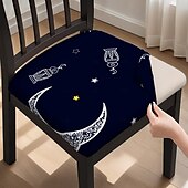 abordables Funda para silla de comedor-Funda para asiento de silla de comedor, funda para taburete, fundas de poliéster con estampado geométrico
