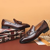 economico Semi-formale-scarpe derby kentucky marroni da uomo con dettaglio nappa - oxford in pelle lucida per eventi di corsa e occasioni formali