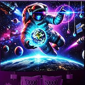 abordables Tapisseries à la lumière noire-Tenture noire lumière Fluorescente dans le noir Fête lumineuse UV réactif Planète Univers Astronaute Psychédélique Nature brumeuse Tapisserie murale Art pour Salon Chambre