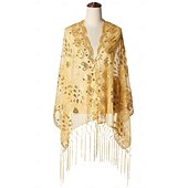 levne Šály a šátky-Retro Řvoucí 20s 20. léta 20. století šátek Wrap Přehozy přes ramena Velký Gatsby Buben dívka Flitry Třásně Dámské Karneval Svatební Večerní oslava Plesová maškaráda Dospělé Šátek