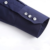 Недорогие мужские нежелезные рубашки-Муж. Рубашка Нежелезная рубашка Устойчив к морщинам Полотняное плетение Свадьба на открытом воздухе Темно синий Длинный рукав Точка Лето Весна Одежда