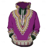 abordables sudaderas con capucha de talla grande para hombre-Hombre Talla Grande Sudadera Grande y alto Estilo Bohemio Con Capucha Manga Larga Primavera &amp; Otoño Design Ropa deportiva Casual Grande y alto Casual Diario Tops