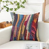 baratos Estilo Vintage-Capa de Almofada Decorativa de Patchwork Geométrico 1PC Capa de Almofada Quadrada Macia para Sofá Capa de Almofada para Quarto Sala de Estar
