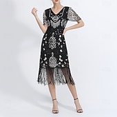 cheap Latin Dancewear-Latin Dance Dress Tassel Pure Color Splicing Women&#039;s Performance Training Short Sleeve High Polyester