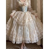 cheap Dresses-Sweet Lolita Medieval Renaissance Midi Dress Corset Outfits Lady Princess Lace Fancy Dress Women&#039;s Royal Halloween Carnival Masquerade LARP Ren Faire Adults&#039; Dress Corset Spring &amp; Summer