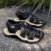 abordables sandalias de exterior-Sandalias deportivas multitirantes verdes y marrones para hombre con velcro ajustable y suela antideslizante para aventuras al aire libre