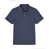 preiswerte Klassisches Poloshirt für Herren-Herren Poloshirt aus Seide, Baumwolle und Lyocell, Strick-Polopullover, Business-Casual, Revers, kurze Ärmel, formell, Farbblock, Knöpfe, Sommer, Marineblau, Braun, Armeegrün, Dunkelgrau