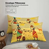 cheap Duvet Cover Sets-Three piece set of African primitive tribal character prints down duvet cover hotel bedroom guest room famous guest bed bedding comfortable set 1 down duvet cover 2 pillowcases king size bed s