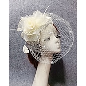 economico Fascinator-Fascinatori Cappello a Reticolo Velato per Matrimonio Giornata delle Donne Con Cappello in Piume Petalo