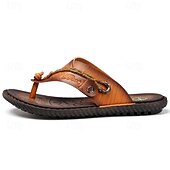 economico Infradito da Vacanza-infradito da uomo in similpelle marrone di lusso con design in rilievo e cinturino intrecciato - calzature comode e di alta qualità per uscite casual ed eleganti