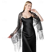 levne Šály a šátky-Retro Řvoucí 20s 20. léta 20. století šátek Wrap Přehozy přes ramena Velký Gatsby Buben dívka Flitry Třásně Maškarní kostým Dámské předvečer Všech svatých Karneval Svatební Večerní oslava Plesov