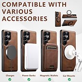 Χαμηλού Κόστους Samsung Θήκη-τηλέφωνο tok Για Samsung Galaxy S24 Ultra Plus S23 Ultra Plus S22 Plus Ultra S25 S25 Plus S25 Ultra Πίσω Κάλυμμα με βάση στήριξης Μαγνητική Υποστήριξη ασύρματης φόρτισης Ρετρό TPU PC PU δέρμα