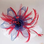 baratos Capacete de Casamento-Peça para Cabeça Tule Penas Casamento Festa de Noite Elegante Casamento Com Penas Capacete Chapéu