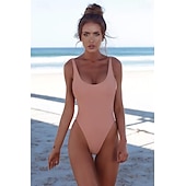 abordables Maillots de bain une pièce-Femmes Maillots de Bain Une Pièce Monokini Maillot de bain Vacances Mode Couleur Unie Col en U Sans manches Maillots de bain