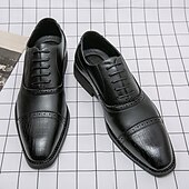 お買い得  フォーマル-プロフェッショナルやビジネスの場に適した、ブローグのディテールが施されたエレガントなブラウンのフェイクレザードレスシューズ