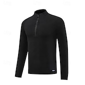 cheap Basic T shirts-Men&#039;s T Shirt Tee Tee Top Long Sleeve Shirt Long Sleeve Stand Collar Spring &amp;  Fall Plain Fashion Designer Basic Quarter Zip Vacation Street Going out Dark Gray Black Light Green Top Tee for Men