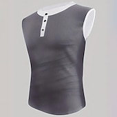 levne Tílka na cvičení-Pánské Vaflové tílko Tričko Henley Vesta Top Košile bez rukávů Bez rukávů Henley Léto Bez vzoru Módní Designové Sval Knoflíky Venkovní Posilovna Černá Bílá Tmavě červená Top tričko pro muže