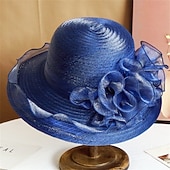 お買い得  パーティーハット-帽子 オーガンジー サンハット ウェディング ホリデーティーパーティー 競馬 カクテル エレガント ビンテージ かわいい 花のヘッドドレス 帽子