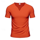 preiswerte Basic-T-Shirts-Herren T Shirt T-Shirt Kurzarmshirt Kurzarm V Ausschnitt Sommer Einfach Mode Designer Basic Klassisch Urlaub Straße Ausgehen Schwarz Weiß Orange Top T-Shirt für Herren