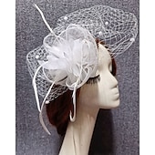 economico Fascinator-Fascinatori Cappello da velo di rete in piuma Matrimonio Ladies Day Con copricapo in petali di piuma