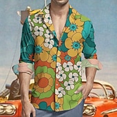 abordables Tapas-Retro Antiguo Años 70 Camisas Camisa hawaiana Hippie Floral Disfraz Hombre Mascarada Fiesta Ropa Cotidiana Desfile del orgullo Adulto Camisas