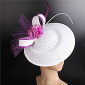 abordables Fascinators-accessoire Imitation Lin Mariage Soirée Élégant Mariage Avec Fleur Casque Couvre-chef