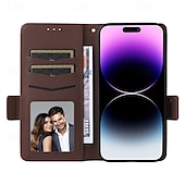 Недорогие Чехлы для iPhone-Чехол для iPhone 16 Pro Max Plus iPhone 15 Pro Max Plus iPhone 14 13 12 11 Pro Max Plus Mini флип-крышка с подставкой магнитная с запястьем ретро TPU PU кожа