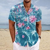 levne Ocean Print-Pánské Květinový Citrónová Ryby Košile Havajská košile Aloha košile Krátké rukávy Košile Přehnutý Módní Šik ven Designové Venkovní ulice Ležérní Žlutá Světlá růžová Vodní modrá S M L
