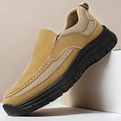 cheap Men&#039;s Sneakers-Men&#039;s Beige Slip-On Walking Shoes with Breathable Mesh, Durable Rubber Sole, Ideal for Daily Comfort and Outdoor Activities