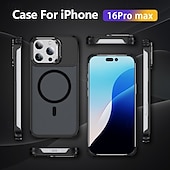 economico Cover per iPhone-telefono Custodia Per iPhone 16 Pro Max Plus iPhone 15 Pro Max Plus iPhone 14 13 12 Pro Max Plus Copertura Posteriore con Supporto Magnetico Supporta la Ricarica Wireless Retrò Metallo