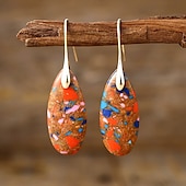 abordables Boucles d&#039;oreilles-Femmes Boucles d&#039;oreilles Poire Goutte Élégant Des boucles d&#039;oreilles Bijoux Argent / Fuchsia foncé / Brun claire Pour Mariage Soirée 1 Paire