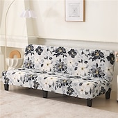 billiga Futon soffa-jacquardtyg armlös bäddsoffa överdrag soffa nyår dekor överdrag stretchskydd elastiskt bänkskydd