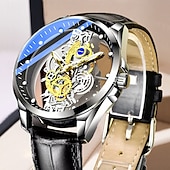 ieftine Ceasuri Quartz-Nou ceas automat complet transparent cu două fețe pentru bărbați timp liber sport afaceri rezistent la apă lumină de noapte ceas stilat
