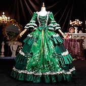 Χαμηλού Κόστους Φορέματα-Βίντατζ Ροκοκό Αναγέννησης Μάξι Φορέματα Κανονικό Juliet Πριγκίπισσα Νύφη Πλισέ Μαζεμένο Πριγκίπισσα Στρογγυλή Λαιμόκοψη Φανταχτερή Φόρεμα Γυναικεία Απόκριες Μασκάρεμα Επίδοση Πάρτι Απόκριες Ενήλικες