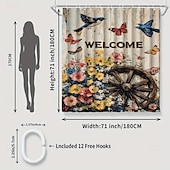 cheap Shower Curtains-Shower Curtain with Hooks 180cm*180cm(70&quot;*70&quot;) Polyester Washable Waterproof Pattern Bathroom Bathtub Decor Floral Bird Plant