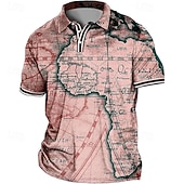cheap Men's Plus Size Polo-Men's Plus Size Polo Shirt Big and Tall Map Turndown Print Short Sleeve Spring &amp; Summer Sports Fashion Streetwear Designer Outdoor Street Tops