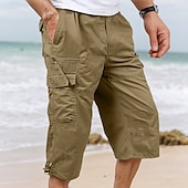 economico Vacanza-Per uomo Pantaloncini modello cargo Pantaloni modello Capri pantaloncini capri Maglia da escursione Vita elastica Multi tasca Con cintura Liscio Comfort Traspirante Polpaccio Giornaliero