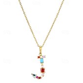 economico I regali-collana con lettera personalizzata, catena hip hop per clavicola, ciondolo con alfabeto in zircone colorato micro-pavé di rame, regalo di gioielli unico per la festa della mamma